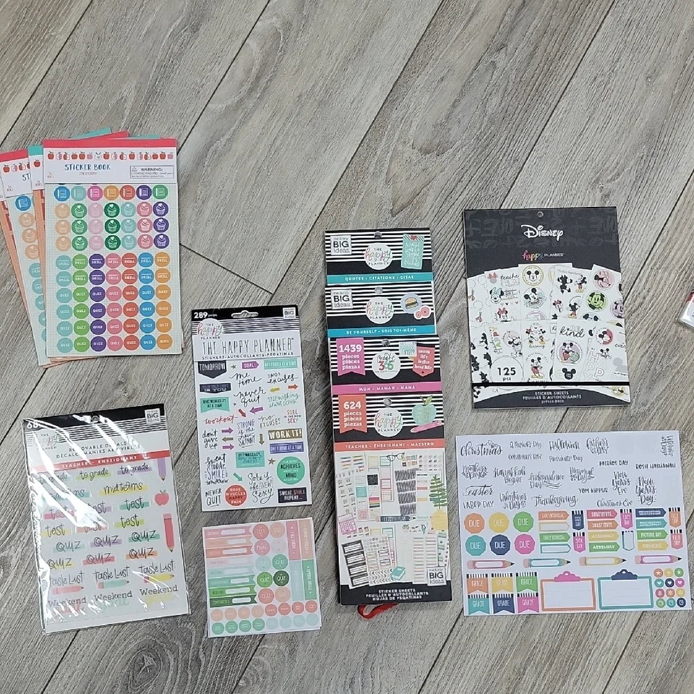 Disney and Happy Planner Sticker And Grading/Notebook Paper Bundle
